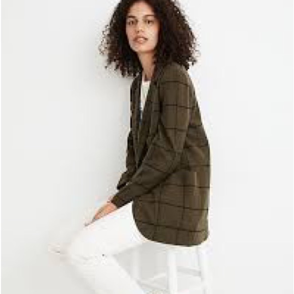 NWT Madewell Larsen blazer windowpane green size XXS - Picture 2 of 7